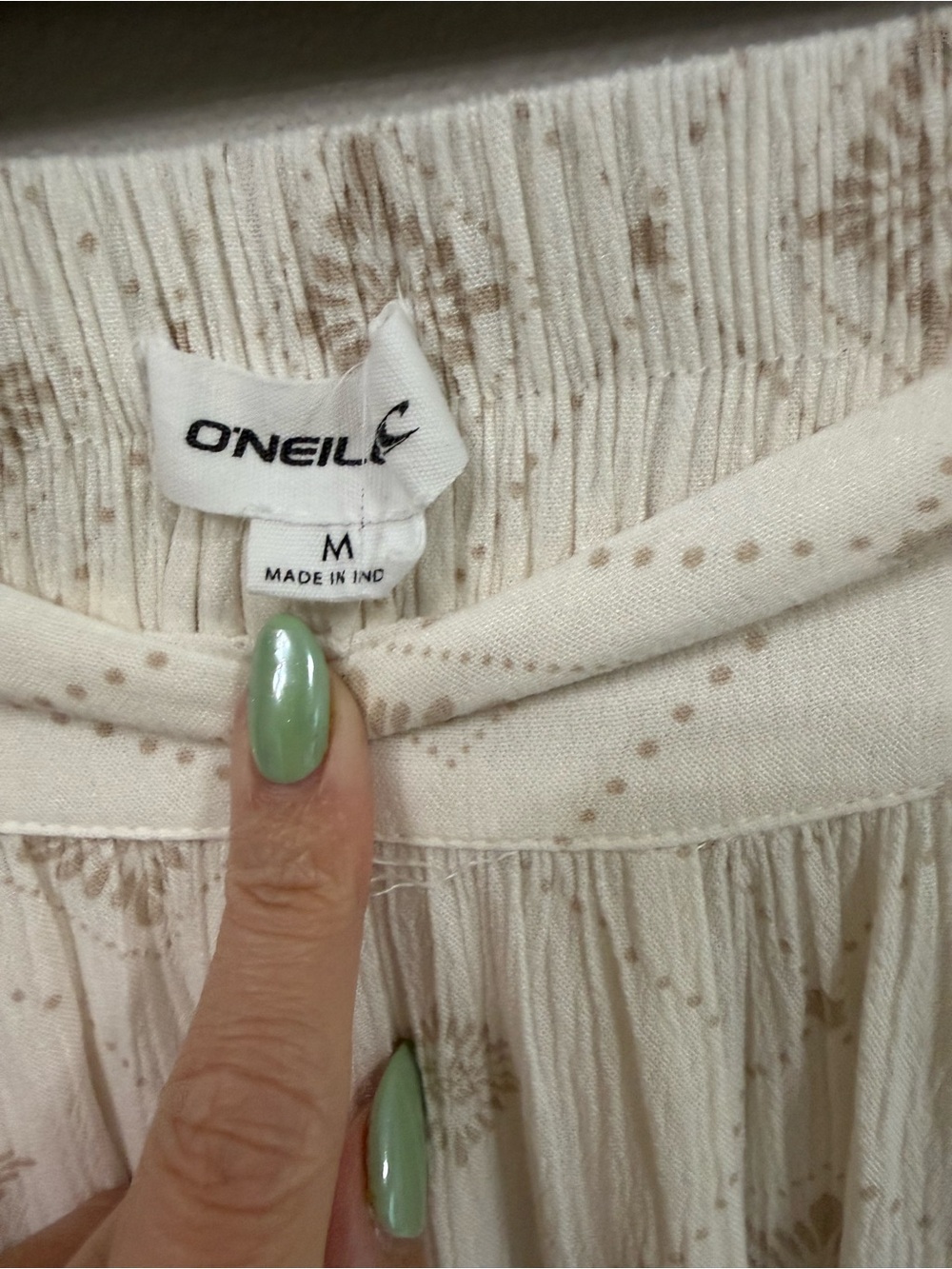 O’Neill Marnie Sabrina Tile Maxi Skirt Size M Boho Flowy Cream - Picture 4 of 5
